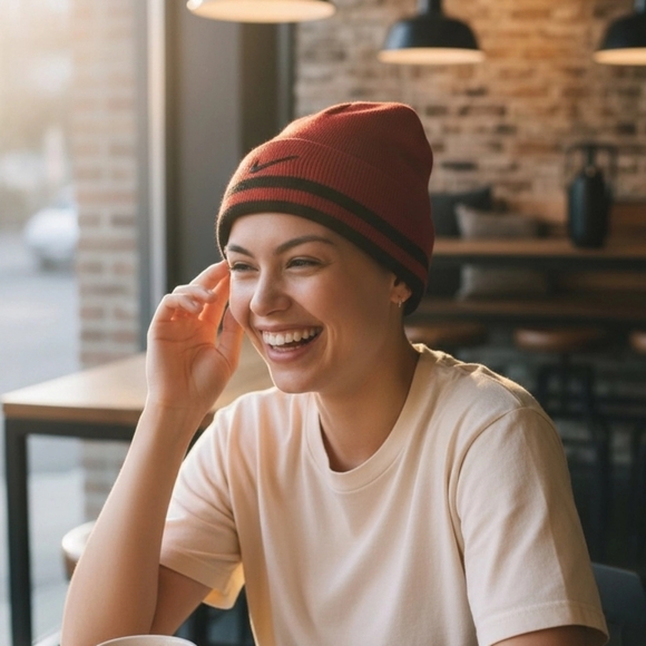 Nike Pink And Black Reversible Knit Cap - Picture 3 of 4